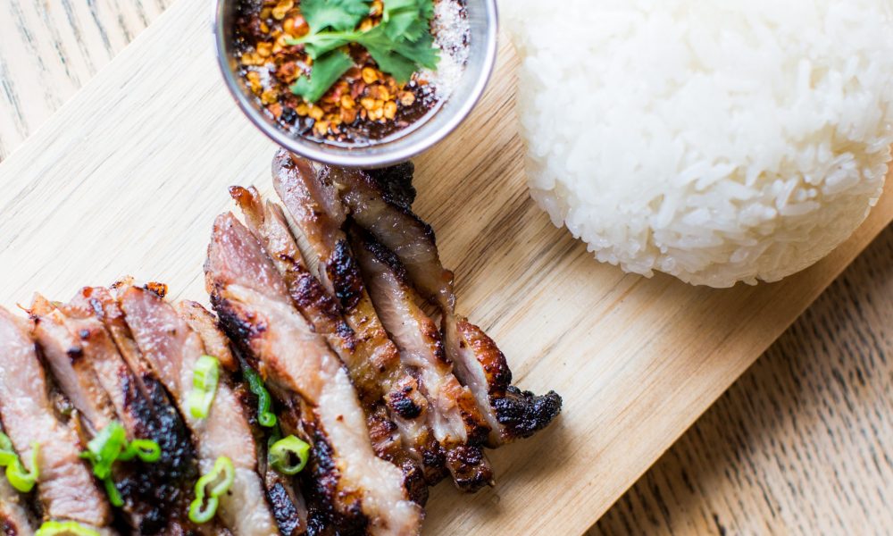 Check out the BBQ Pork at Thai Noodle Bar in Quincy Boston Voyager